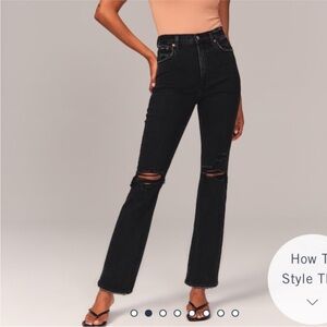 Abercrombie Black Curve Love The 90s Ultra Highrise Straight Distressed Jeans 26